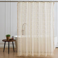 WAZZIO Dark Sage Green Lace Shower Curtain,Boho Chic Style,72 x 72 in