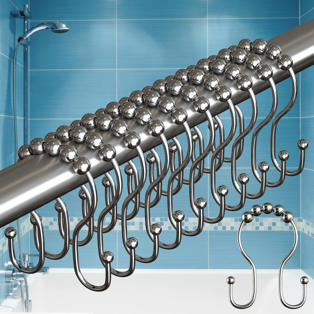 BigFoot Shower Curtain Hooks, Stainless Steel, Rust-Resistant, Easy Install