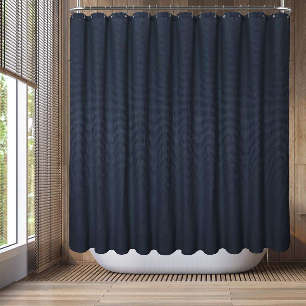 Barossa Design Waffle Weave Extra Long Shower Curtain White 84 Inch Length