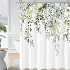 Gibelle Sage Green Eucalyptus Shower Curtain, Floral Print, 72x72