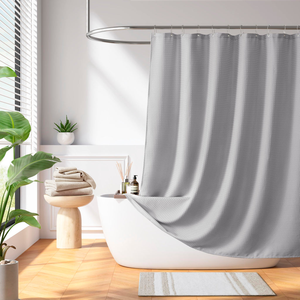 Madison Park Spa Waffle Shower Curtain for Bathroom, 72 x 72, Grey