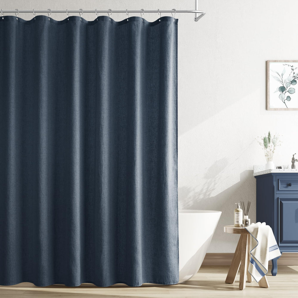 Naturoom Linen Shower Curtain 72 Inch Long for Bathroom Beige 1 Panel