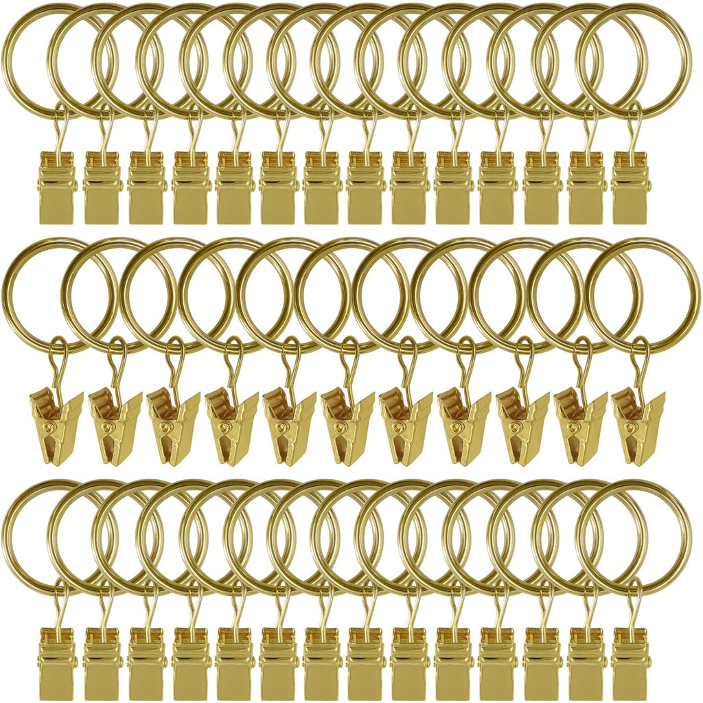 40 Pack Curtain Rings with Clips, Drapery Clips with Rings, Drapes Rings 1.26 in Interior Diameter, Fits up to 1 in Curtain Rod, Black