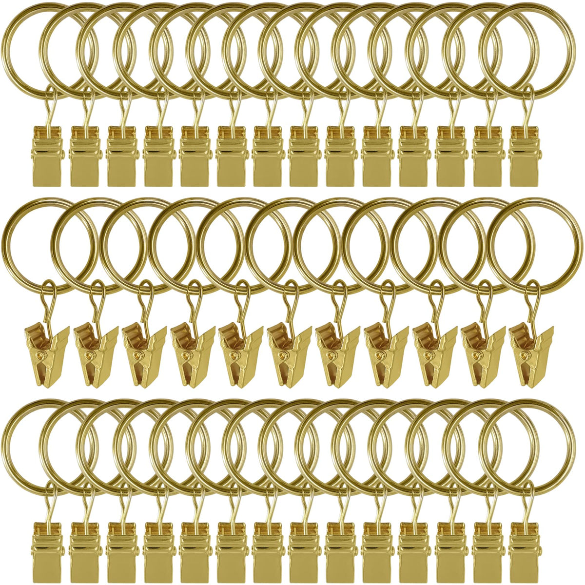 40 Pack Curtain Rings with Clips, Drapery Clips with Rings, Drapes Rings 1.26 in Interior Diameter, Fits up to 1 in Curtain Rod, Black