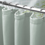 AmazerBath Extra Long Shower Curtain 96 Inches Long, Waffle Shower Curtain White Extra Long, Fabric Shower Curtains for Bathroom, Heavy Duty 240G Waffle Textured, 72x96 Inches