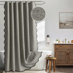 MIULEE 72"x84" Extra Long Scalloped Linen Shower Curtain Cream Beige