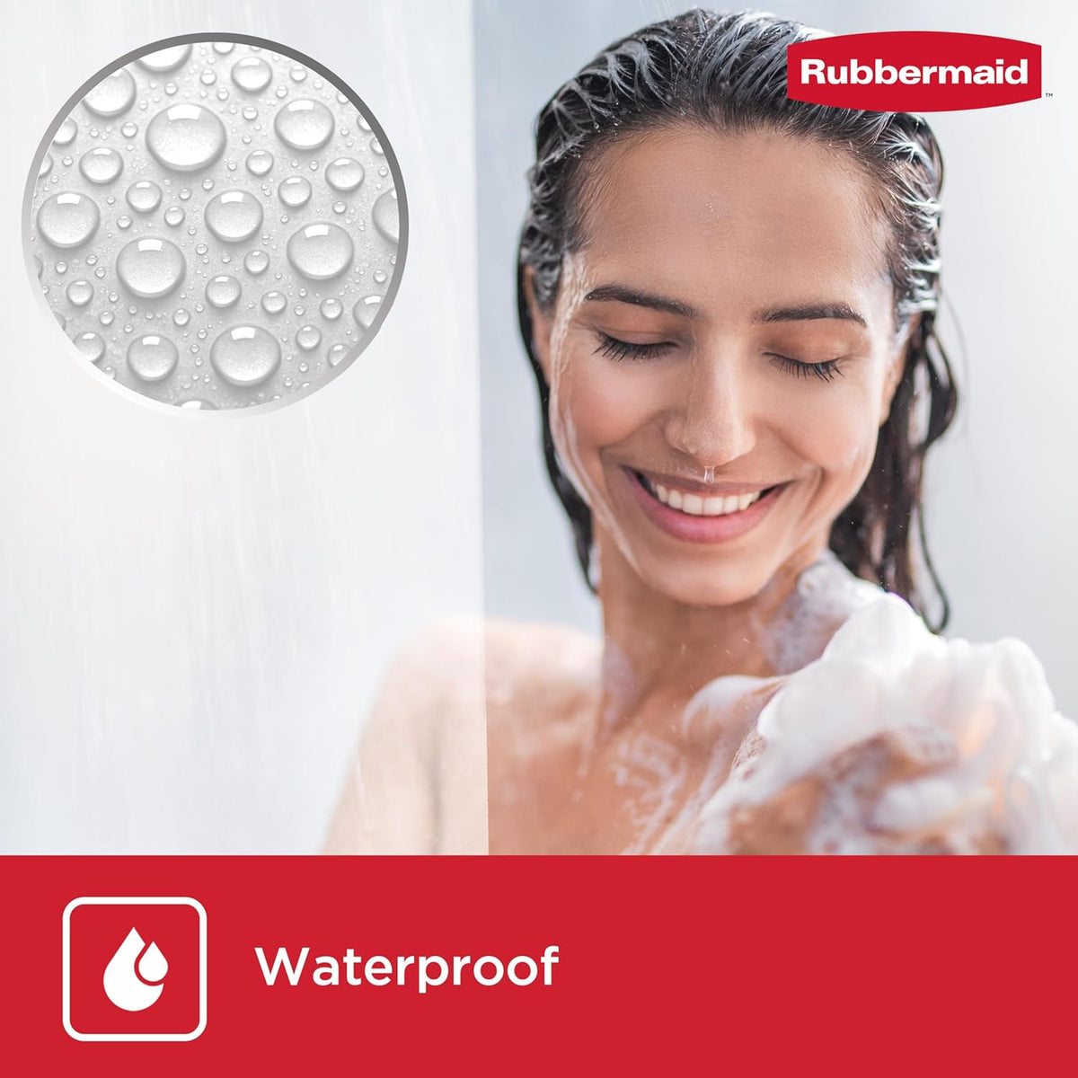 Rubbermaid Frosty Shower Curtain Liner, Waterproof Heavyweight 8g PEVA Shower Liner for Bathroom, with Weighted Magnets and Rustproof Charcoal Gray Grommets, 70x72, Standard Size, Frosty