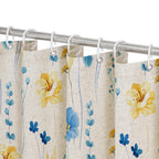 Gibelle Blue Yellow Watercolor Floral Fabric Shower Curtain, 72x72