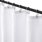 Siiluminisoy Shower Curtain with Liner, 3 in 1 Waffle Shower Curtain Set with 12 Metal Hooks, Waterproof, Machine Washable, Luxury Fabric Shower Curtains for Bathroom, White, 72" W x 72" H
