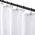 Siiluminisoy Shower Curtain with Liner, 3 in 1 Waffle Shower Curtain Set with 12 Metal Hooks, Waterproof, Machine Washable, Luxury Fabric Shower Curtains for Bathroom, White, 72" W x 72" H