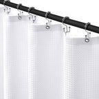 Siiluminisoy Shower Curtain with Liner, 3 in 1 Waffle Shower Curtain Set with 12 Metal Hooks, Waterproof, Machine Washable, Luxury Fabric Shower Curtains for Bathroom, White, 72" W x 72" H