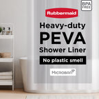 Rubbermaid Frosty Shower Curtain Liner, Waterproof Heavyweight 8g PEVA Shower Liner for Bathroom, with Weighted Magnets and Rustproof Charcoal Gray Grommets, 70x72, Standard Size, Frosty