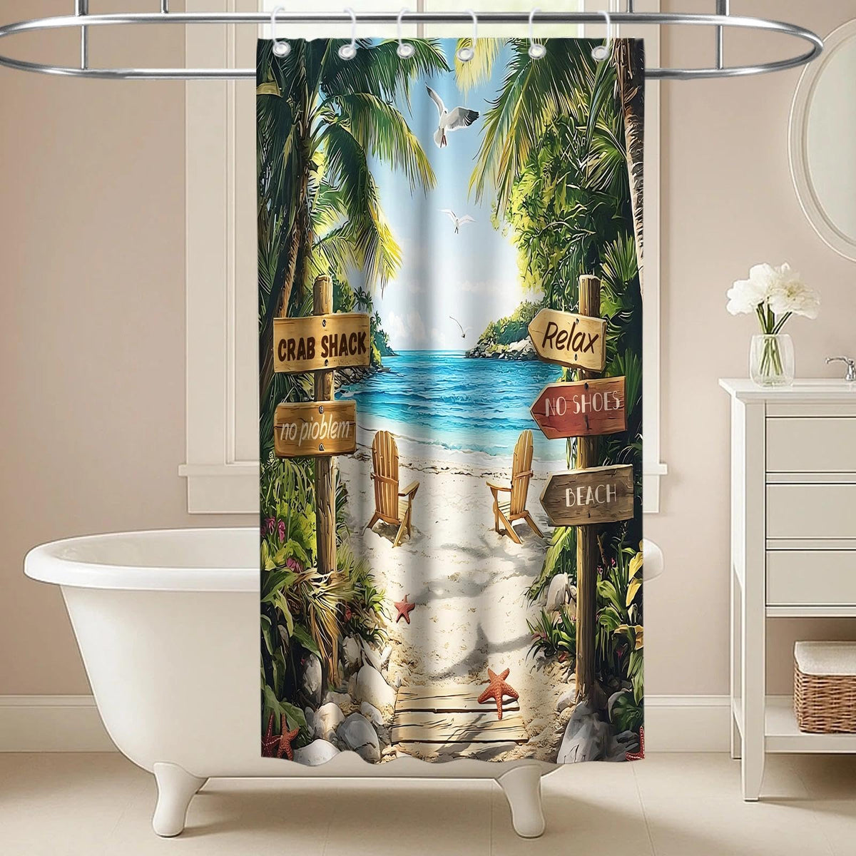 Nautical Green Sea Turtles Beach Theme Fabric Shower Curtain Sets Bathroom Blue Ocean Decor with Grommets and Hooks - 72 x 72 Inch Teal