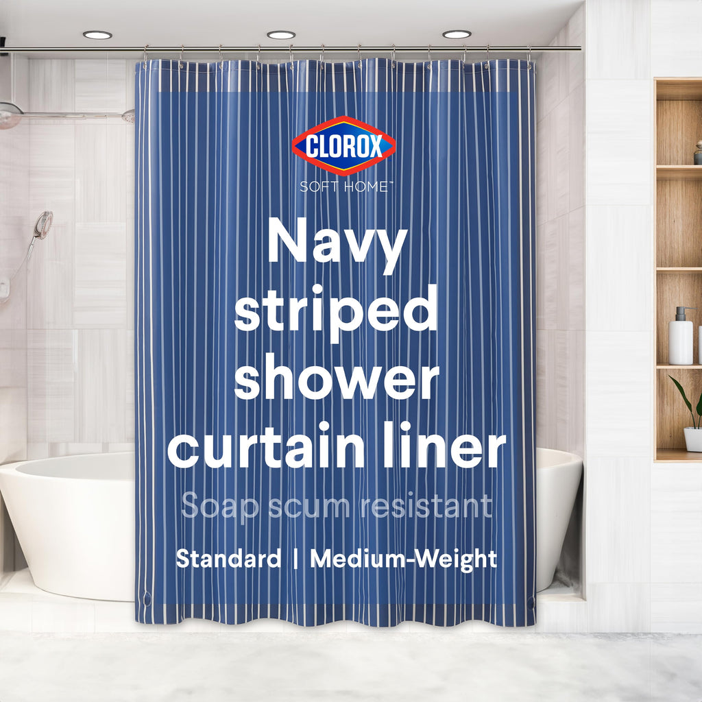Clorox Shower Curtain Liner & Hooks, Premium Lightweight Flexible Waterproof 4g PEVA for Bathroom with Weighted Magnets, Standard Size 70" x 72", Frosty 1 Pack
