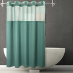 RiverDream Heavyweight Waffle No Hook Shower Curtain with Liner,White,71x74