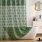 TUDECO Lace Brown Shower Curtain with Attached Valance, 72 x 72 Inch