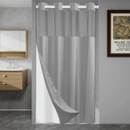 SORTTO Ringless Waffle Shower Curtain with Snap in Liner Set, 71x74, White