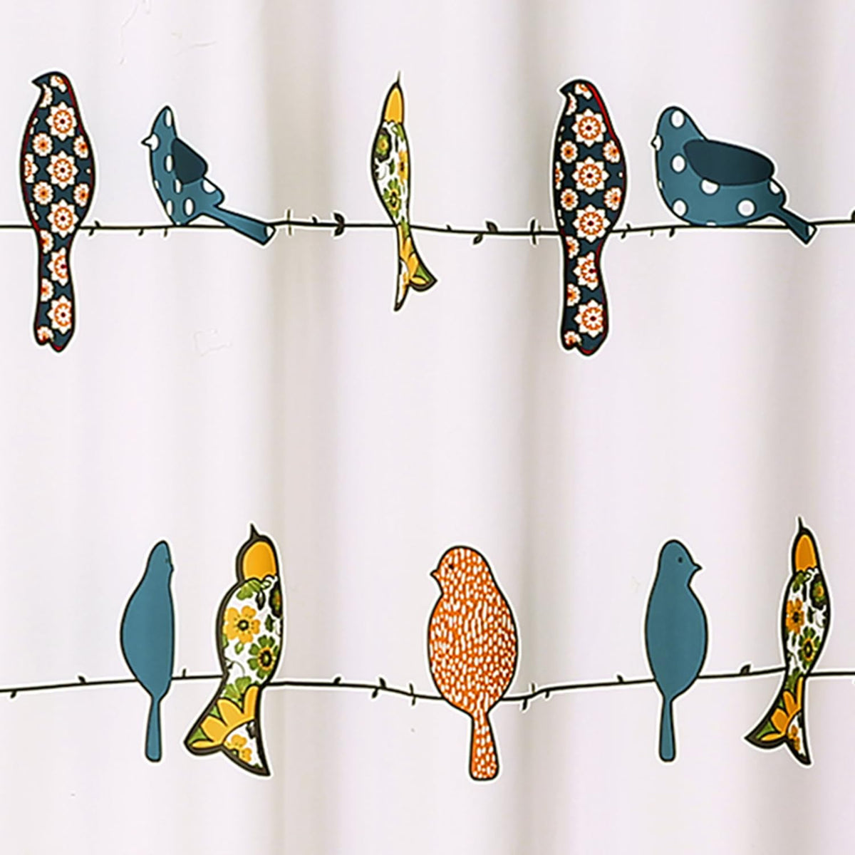 Lush Decor Rowley Birds Shower Curtain, 72” W x 72” L, Multi - Colorful Floral Bird Pattern - Whimsical & Playful Bird Shower Curtain - Farmhouse, Coastal, & Boho Bathroom Decor