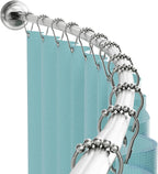 Zenna Home Curved Shower Curtain Rod, No Drill, 50-72 Inch Adjustable Tension Shower Rod for Bathroom, Rustproof, Non-Slip, Adds Room in Shower, Satin Nickel