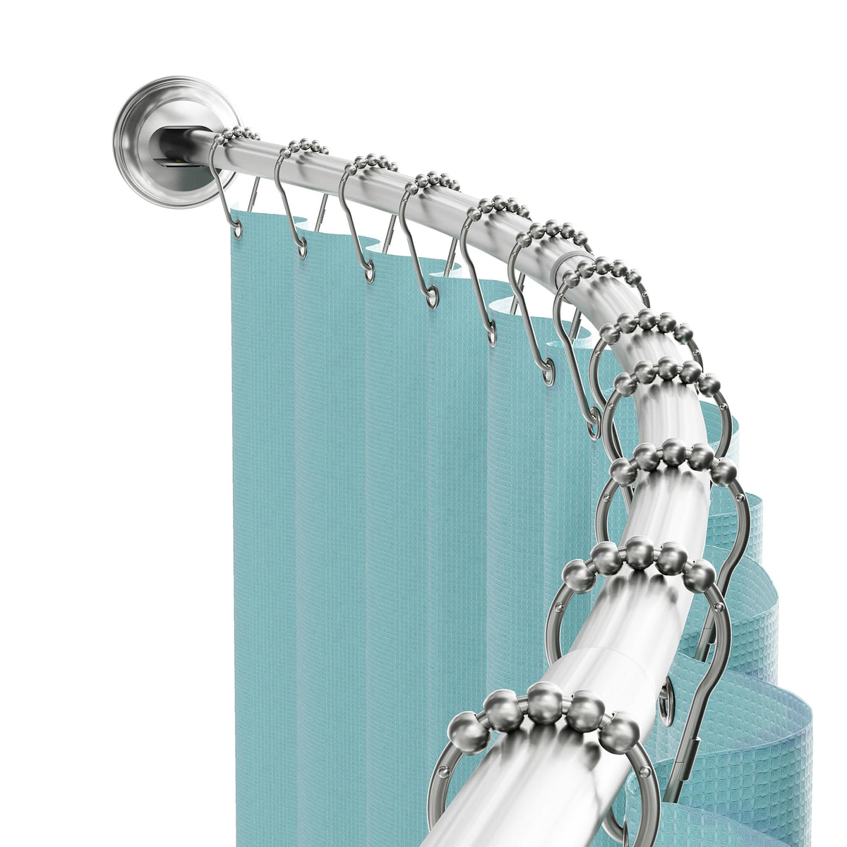 Zenna Home Curved Shower Curtain Rod, No Drill, 50-72 Inch Adjustable Tension Shower Rod for Bathroom, Rustproof, Non-Slip, Adds Room in Shower, Satin Nickel