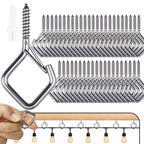 65 Pcs Stainless Steel Hooks, 2.16" Screw Hooks with Safety Buckle
