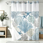 Nautical Green Sea Turtles Beach Theme Fabric Shower Curtain Sets Bathroom Blue Ocean Decor with Grommets and Hooks - 72 x 72 Inch Teal