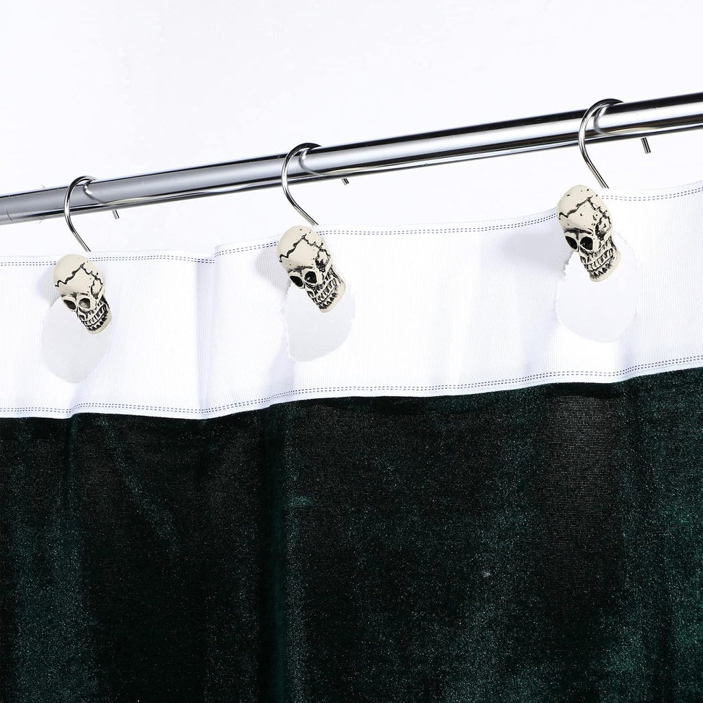 Jetec 12 Pcs Halloween Skull Shower Curtain Hooks, for Bathroom Home Decor
