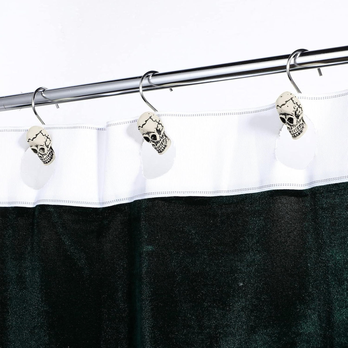 Jetec 12 Pcs Halloween Skull Shower Curtain Hooks, for Bathroom Home Decor
