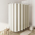 Naturoom Linen Shower Curtain 72 Inch Long for Bathroom Beige 1 Panel