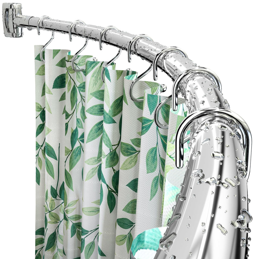 YNL Curved Shower Curtain Rod 35-82In(2.9-6.8Ft), Gold Round Rustproof Shower Rod for Bathroom Bathtub, Adjustable Arched Shower Curtain Rod, Never Rust|Extra Space|Non-Slip|Expandable|Need to Drill