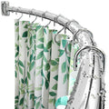 YNL Curved Shower Curtain Rod 35-82In(2.9-6.8Ft), Gold Round Rustproof Shower Rod for Bathroom Bathtub, Adjustable Arched Shower Curtain Rod, Never Rust|Extra Space|Non-Slip|Expandable|Need to Drill