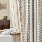 Natural Linen Boho Shower Curtain,72" W x 72" L