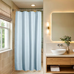 AmazerBath Short Shower Curtain 72x65 Inches, White Shower Curtain Waffle Textured, Heavy Duty 240GSM, Fabric Shower Curtain, Hotel Quality Bathroom Shower Curtains, Thick and Heavy