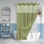 River Dream No Hook Shower Curtain with Snap-in Liner Set, Dark Gray, 71x74