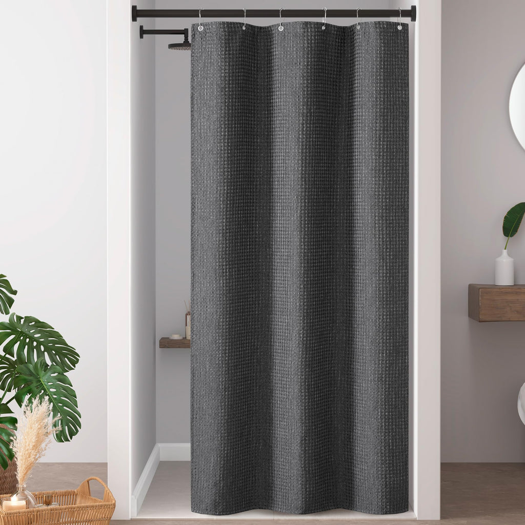 Madison Park Spa Waffle Shower Curtain for Bathroom, 72 x 72, Grey