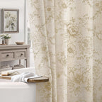 Farmhouse Floral Vintage Shower Curtain for Bathroom, Black and Tan Taupe