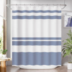 AmazerBath Shower Curtain, Washable Cloth Black Shower Curtain Sets with 12 Shower Curtain Hooks, Fabric Rustic Black and White Striped Curtain, Farmhouse Bathroom Curtains, 72x72 Inches