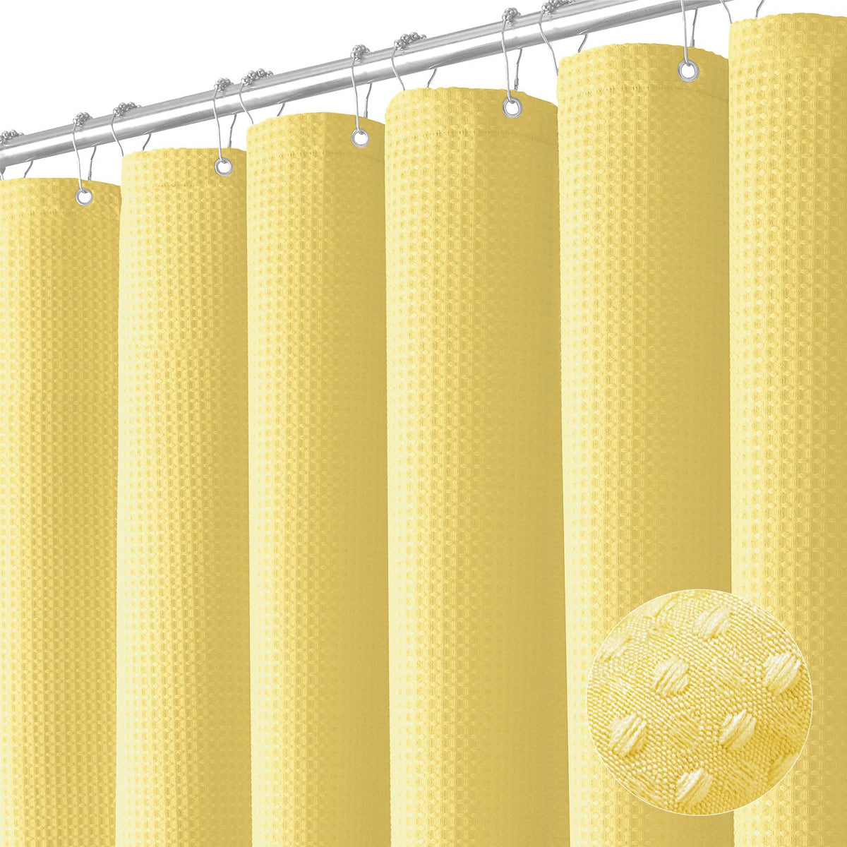 Dynamene Waffle Shower Curtain 256 GSM Heavy Duty Fabric 72x72 Beige/Khaki