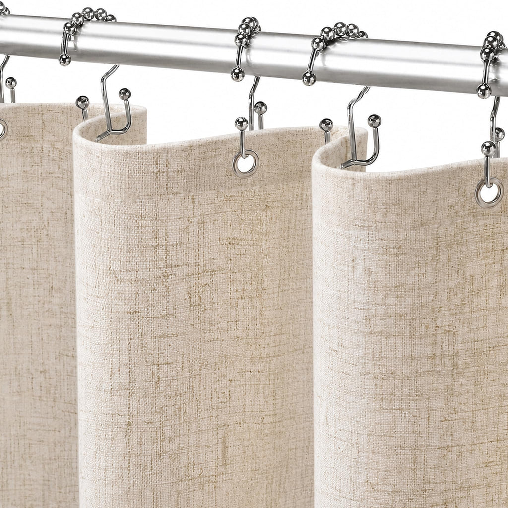Linen Shower Curtain Beige Boho Cream Natural Cloth 72" W x 72" L