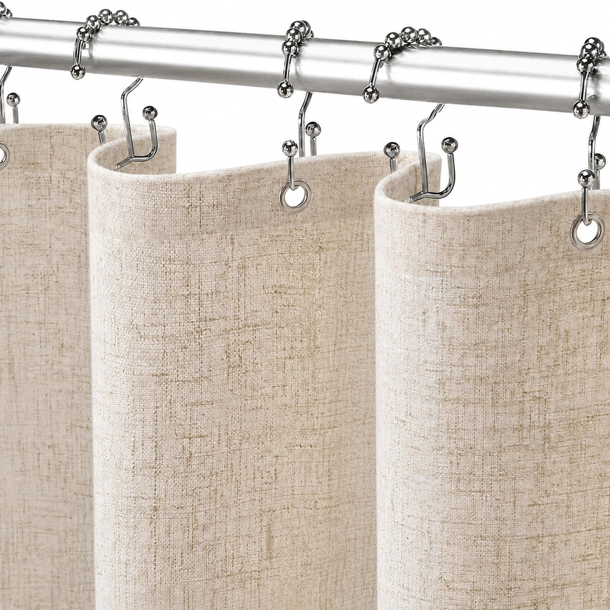 Linen Shower Curtain Beige Boho Cream Natural Cloth 72" W x 72" L