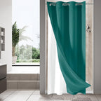 No Hook Weave Fabric Shower Curtain with Snap-in Liner White,72x74