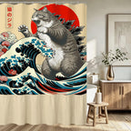 Funny Japanese Cat Funky Anime Japan Bathroom Shower Curtain, 72x72