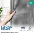 SORTTO Ringless Waffle Shower Curtain with Snap in Liner Set, 71x74, Grey