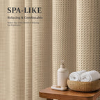 Dynamene Waffle Shower Curtain 256 GSM Heavy Duty Fabric 72x72 Beige/Khaki