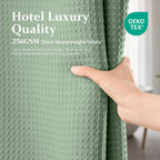 Dynamene Waffle Shower Curtain 256 GSM Heavy Duty Fabric 72"x72" Sage Green