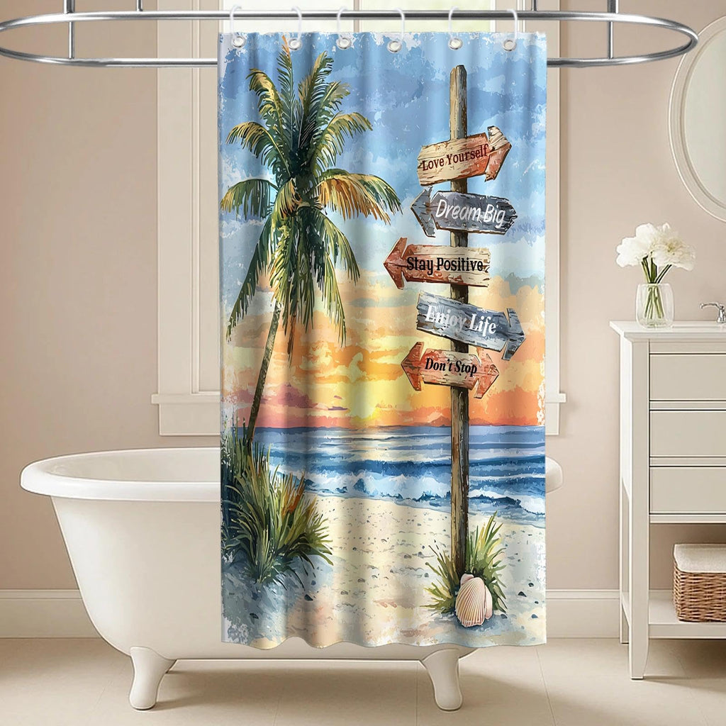 Nautical Green Sea Turtles Beach Theme Fabric Shower Curtain Sets Bathroom Blue Ocean Decor with Grommets and Hooks - 72 x 72 Inch Teal