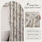 Farmhouse Floral Vintage Shower Curtain for Bathroom, Black and Tan Taupe