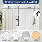 ENJOYBASICS 1" Black Shower Curtain Rod, 30-76" Adjustable, Secure Tension