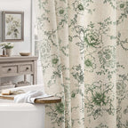 Farmhouse Floral Vintage Shower Curtain for Bathroom, Black and Tan Taupe