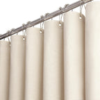 BTTN Beige Linen Textured Waterproof Cloth Shower Curtain Set, 72x72, Cream